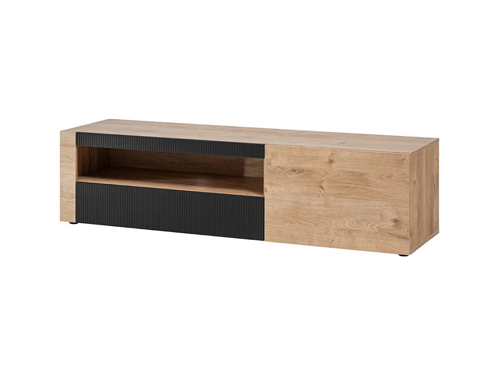 Meuble TV DOUM – Chêne clair et noir – L160 x H42 x P45 cm