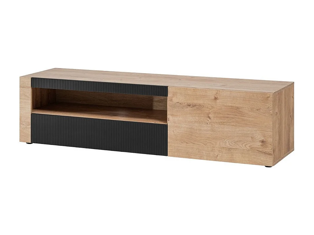 Meuble TV DOUM – Chêne clair et noir – L160 x H42 x P45 cm