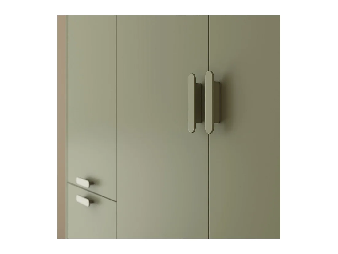 Armoire NOKI – 4 portes vert et bois – Style scandinave