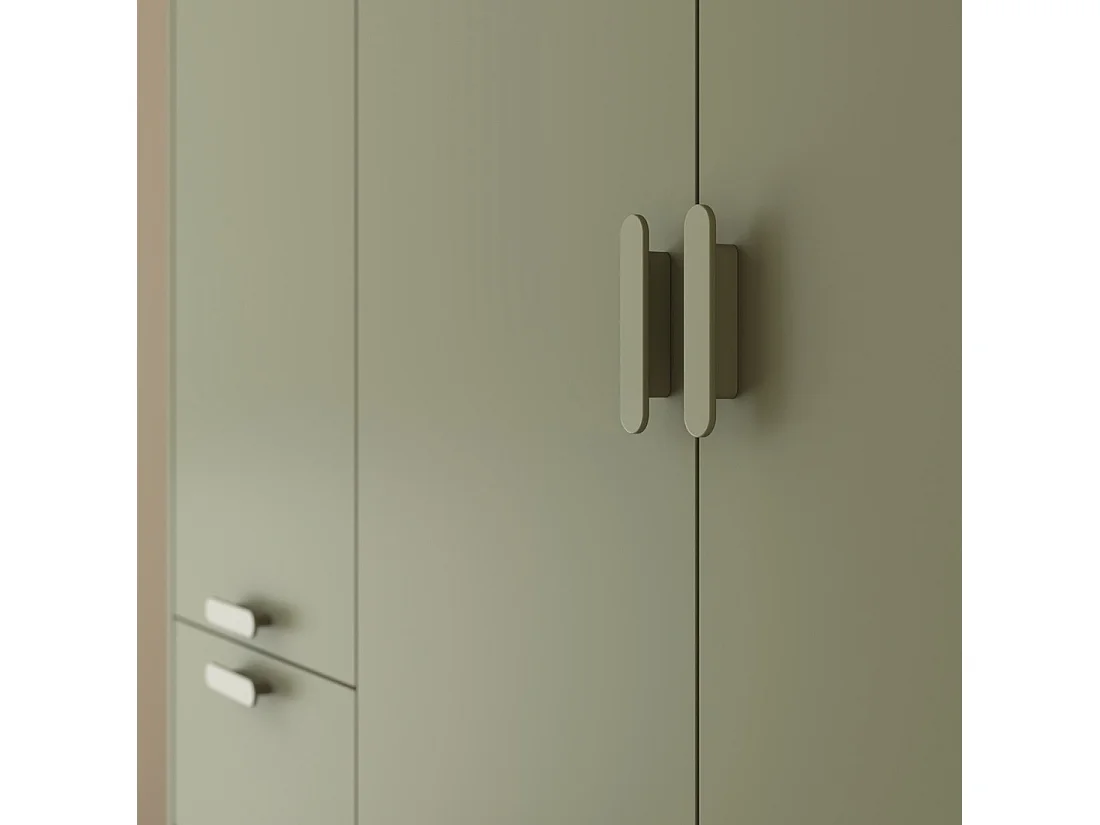 Schrank NOKI – 4 Türen grün und Holz – Skandinavischer Stil