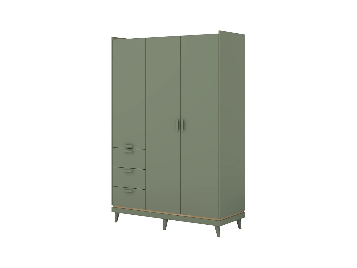 Armoire NOKI – 3 portes vert et bois – Style scandinave