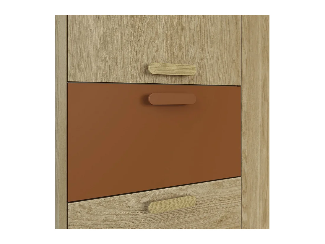 Armoire NOKI – 3 portes chêne clair et moka – Style scandinave