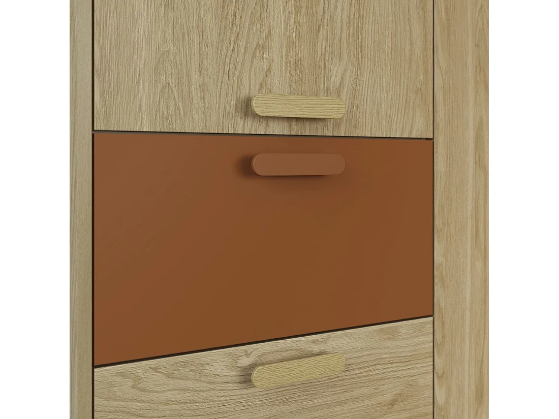 Armoire NOKI – 3 portes chêne clair et moka – Style scandinave