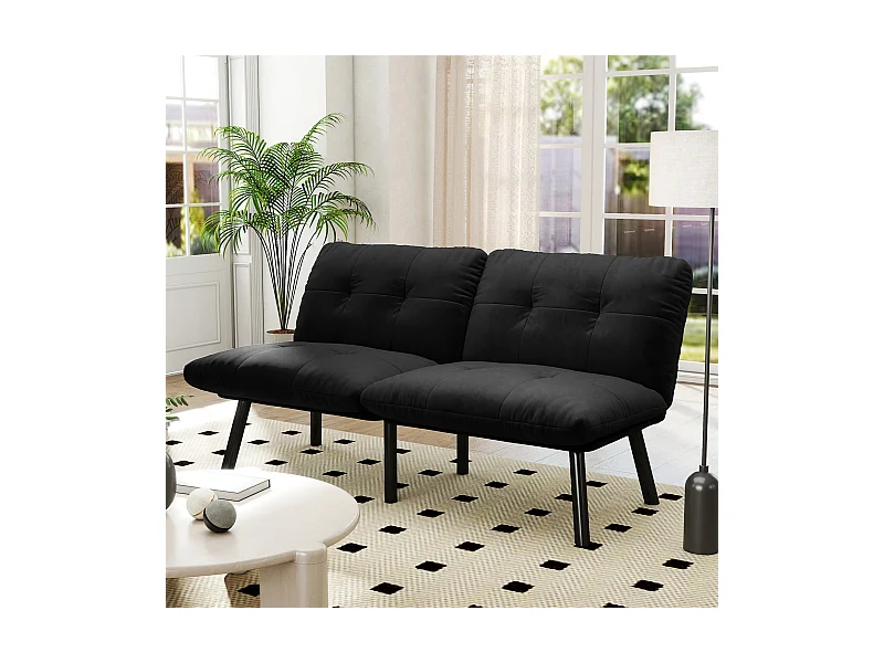2-Sitzer Doppelsofa klappbares Sofabett Futon-Couch mit Schlaffunktion platzsparendes Gästebett für Schlafzimmer, Wohnzimmer