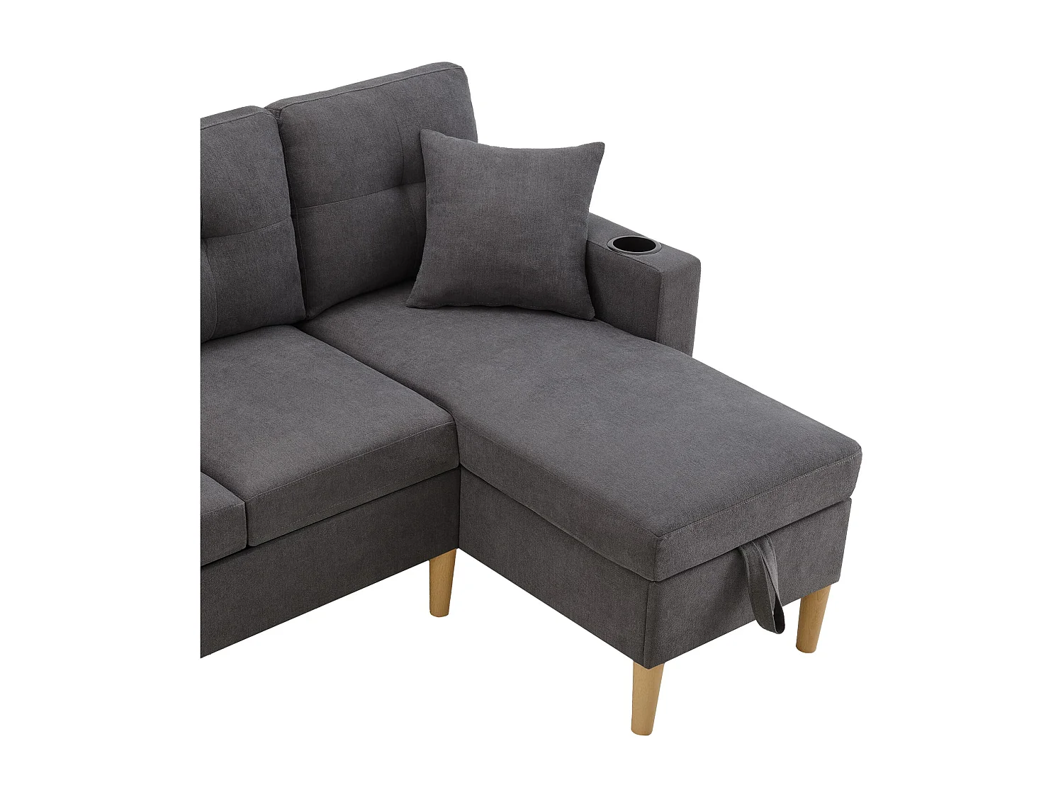 3-Sitzer Ecksofa L-förmiges Sofa mit Chaiselongue, Versteckter Stauraum für Wohnzimmer, Büro, Wohnung