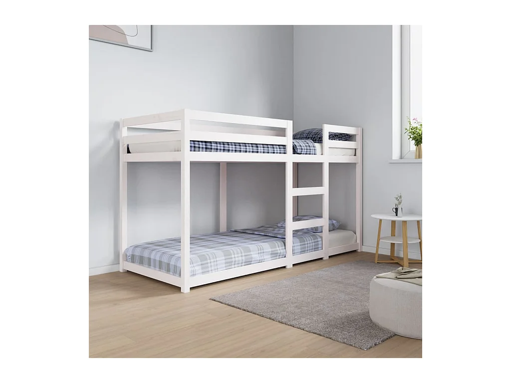 Lit simple-Lit superposé enfant sans matelas blanc 75x190 cm bois de pin massif