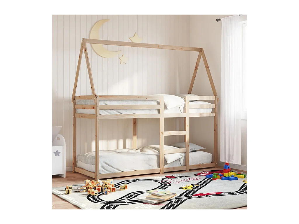 Lit simple-Lit superposé enfant sans matelas 90x190 cm bois de pin massif