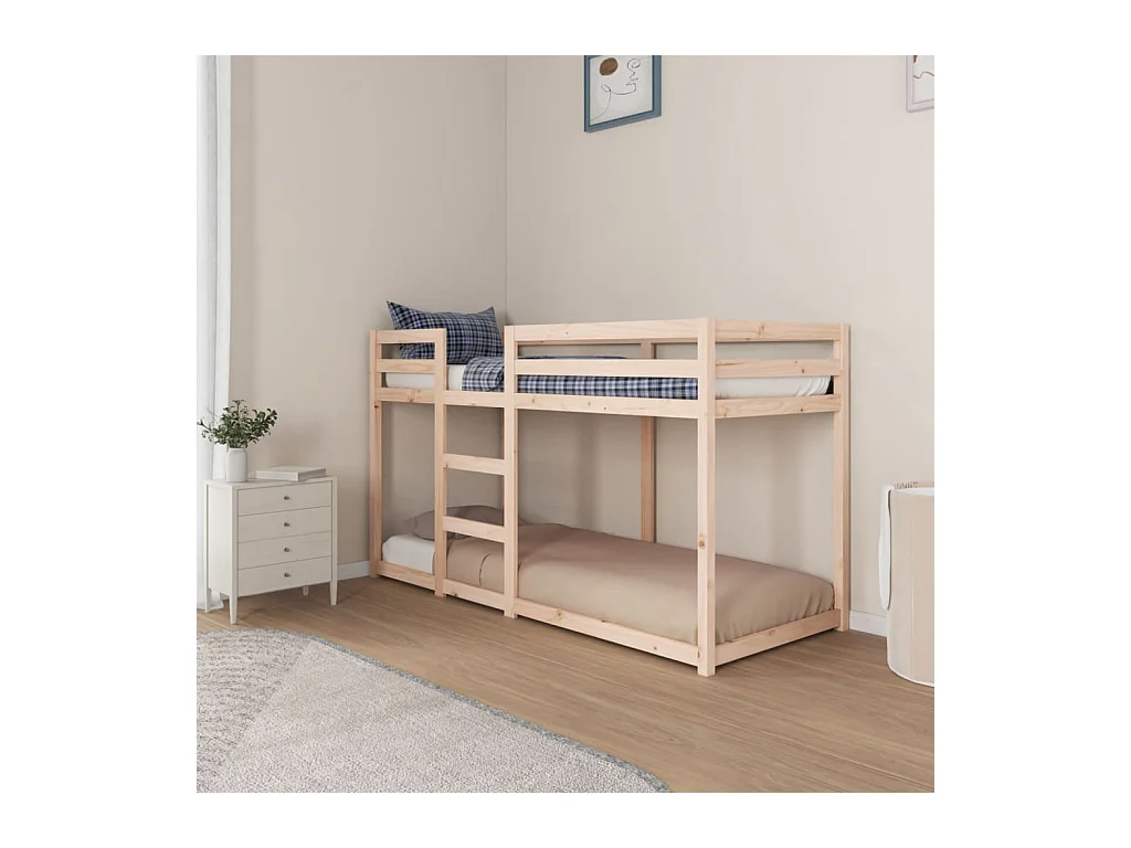 Lit simple-Lit superposé enfant sans matelas 75x190 cm bois de pin massif