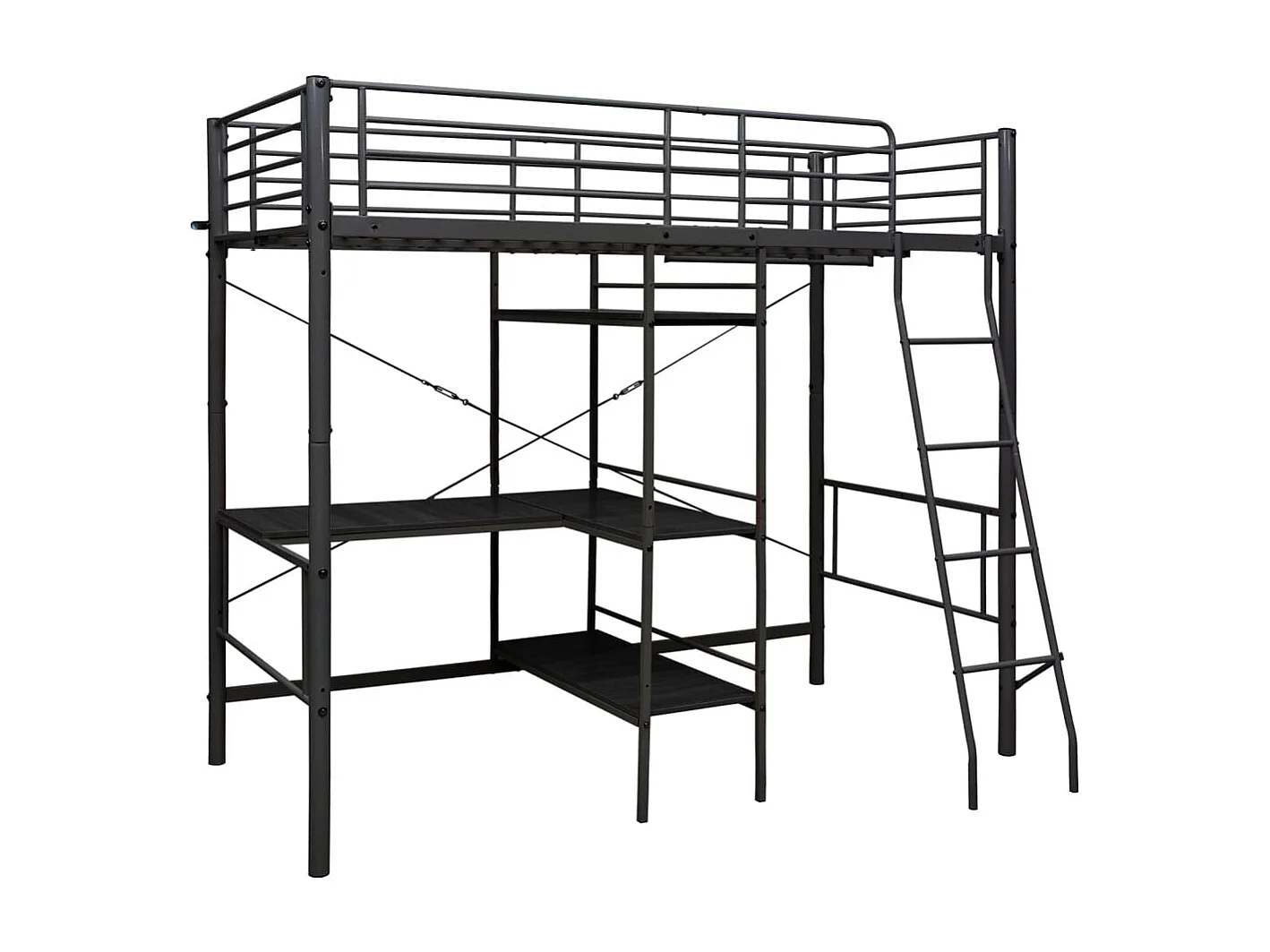 Beliche infantil com secretária 90x200cm metal preto SHL419089