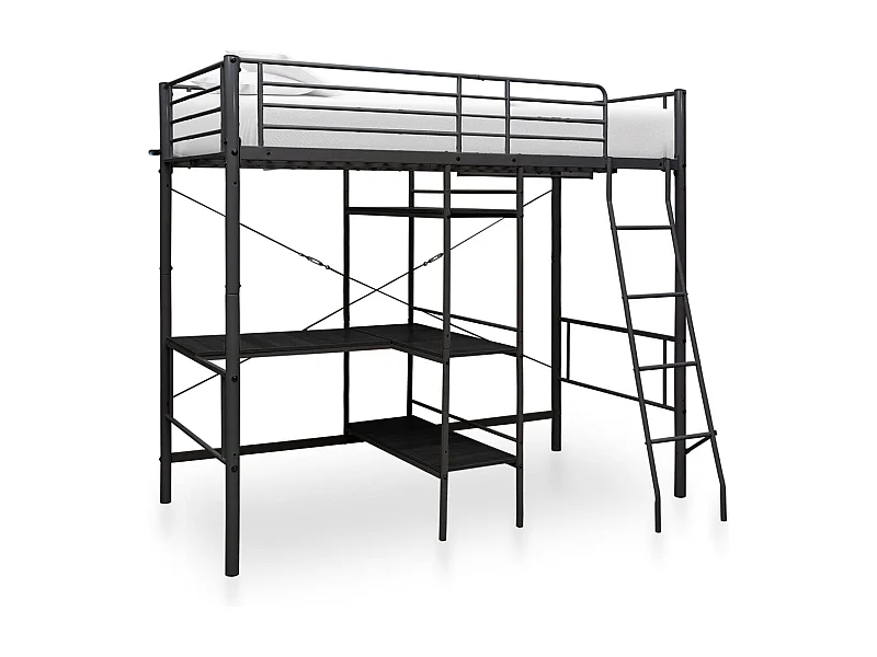 Beliche infantil com secretária 90x200cm metal preto SHL419089