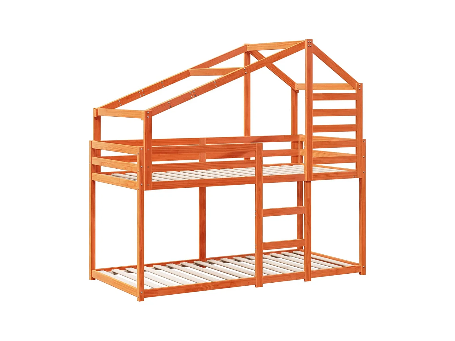 Lit simple-Lit superposé enfant sans matelas cire marron 80x200 cm pin massif