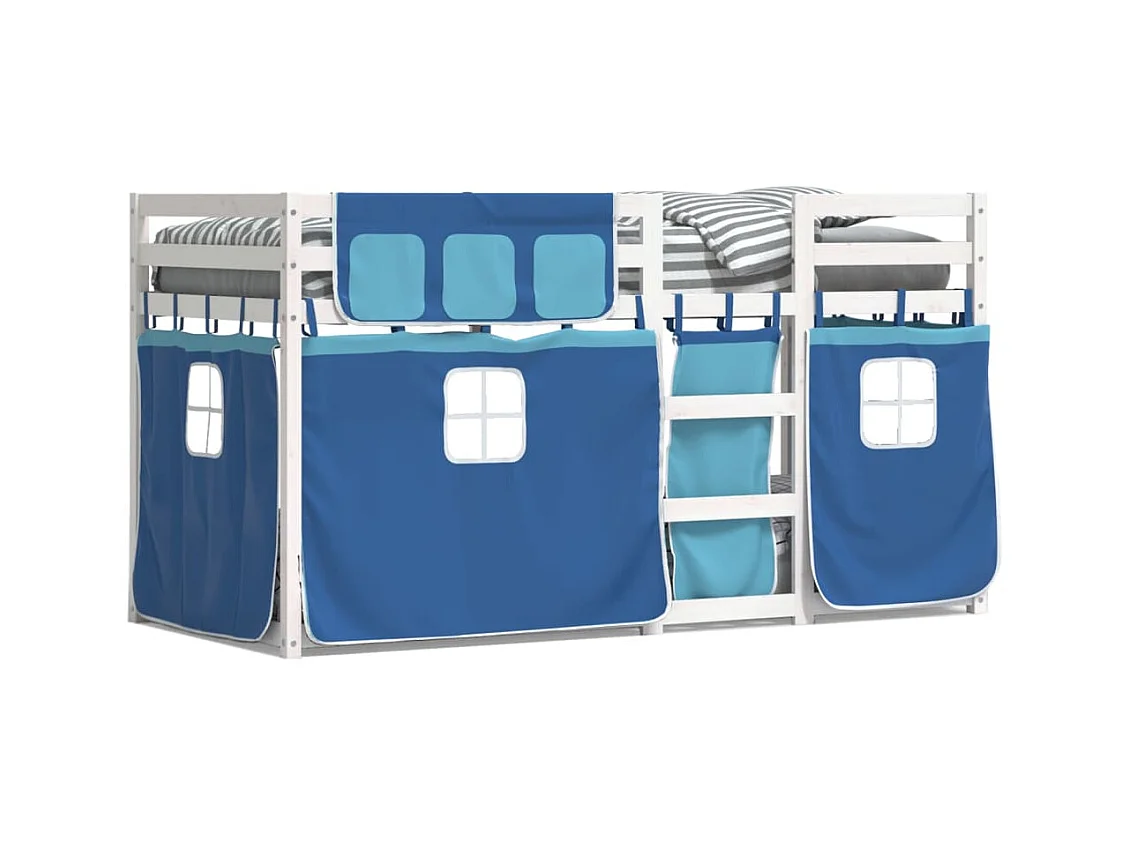 Lit simple-Lit superposé enfant sans matelas bleu 75x190 cm bois de pin massif