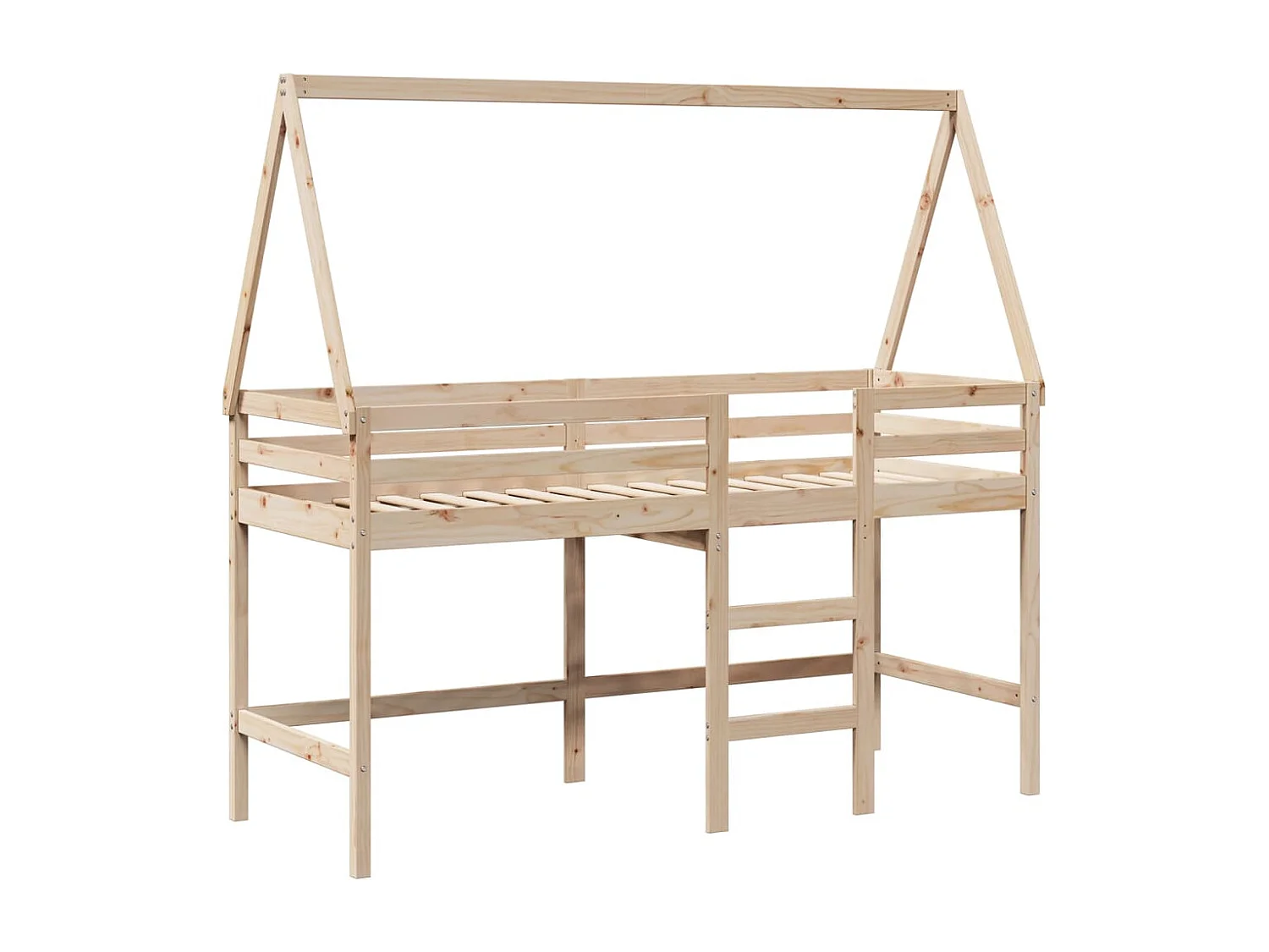 Lit simple-Lit superposé enfant avec échelle et toit sans matelas 90x190 cm