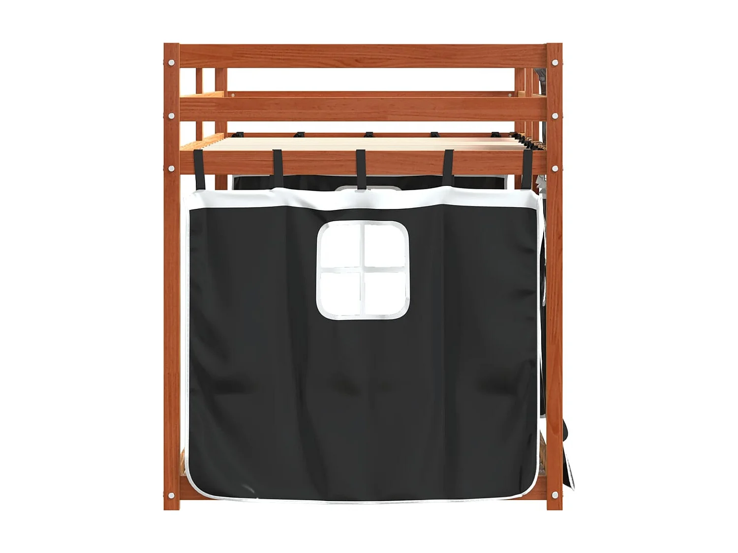 Beliche infantil com cortinas 90x200cm pinho maciço branco e preto SHL962572