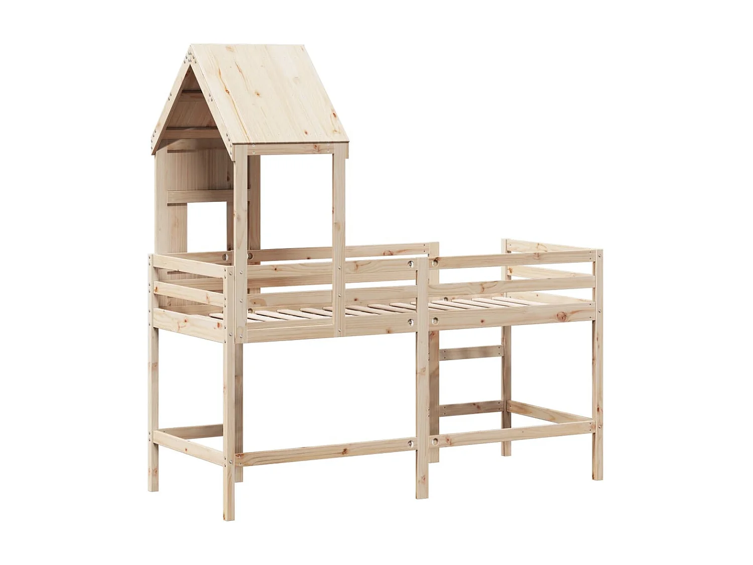 Lit simple-Lit superposé enfant avec échelle et toit sans matelas 80x200 cm
