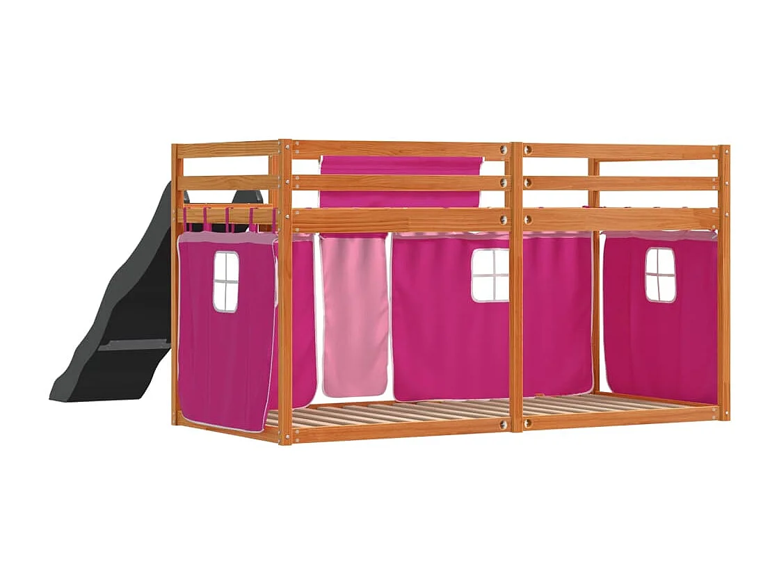 Beliche infantil com escorrega e cortinas 90x200cm rosa SHL841133