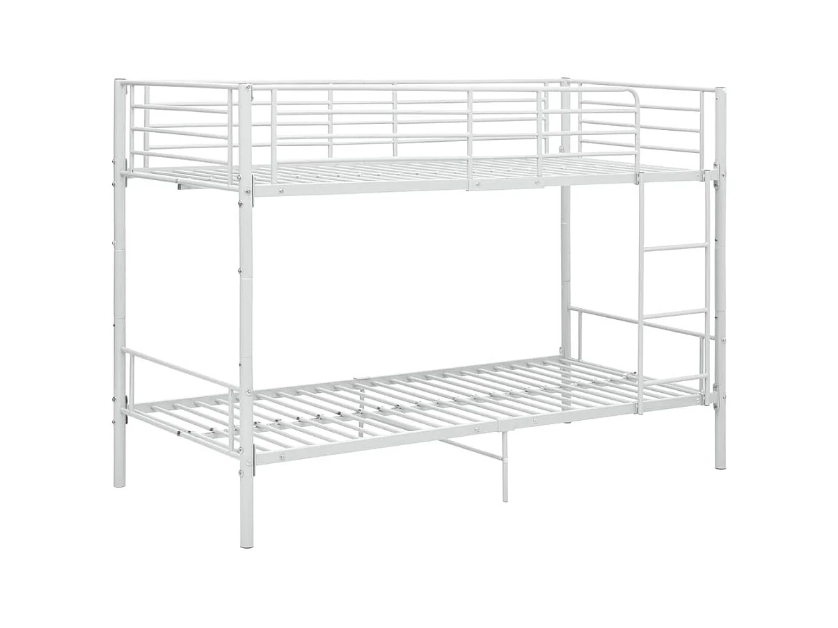 Lit simlpe-Lit superposé enfant-Cadre de lit sans matelas blanc métal 90x200 cm