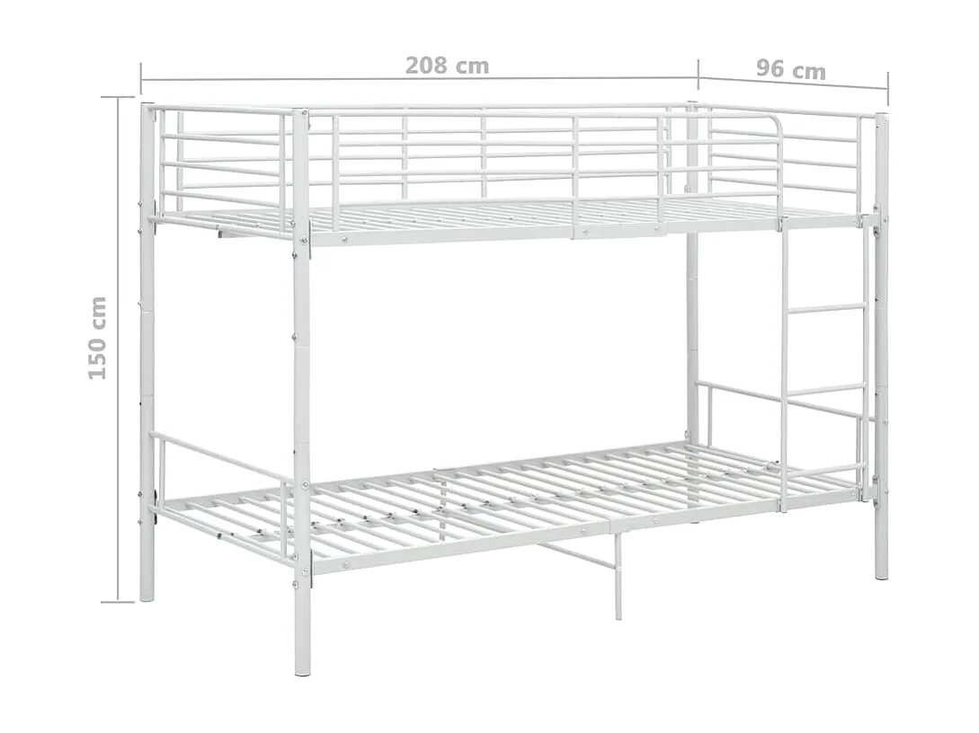 Lit simlpe-Lit superposé enfant-Cadre de lit sans matelas blanc métal 90x200 cm