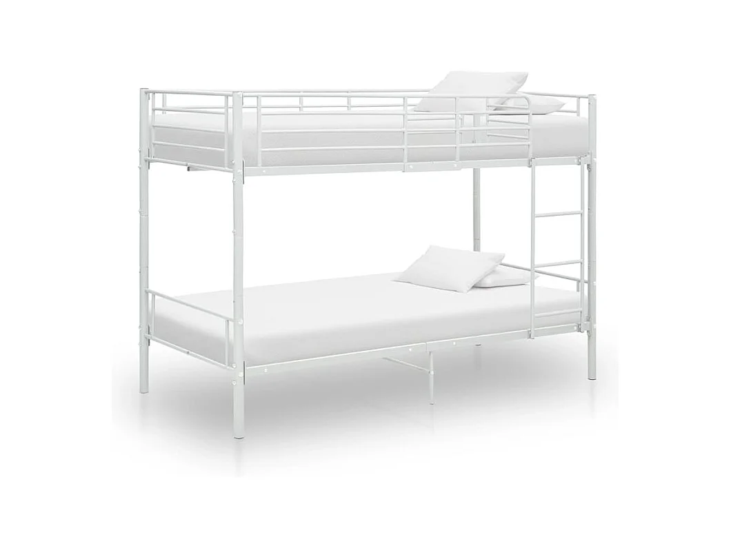 Lit simlpe-Lit superposé enfant-Cadre de lit sans matelas blanc métal 90x200 cm