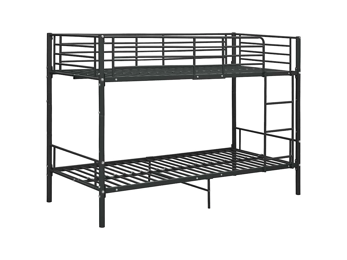 Lit simlpe-Lit superposé enfant-Cadre de lit sans matelas noir métal 90x200 cm