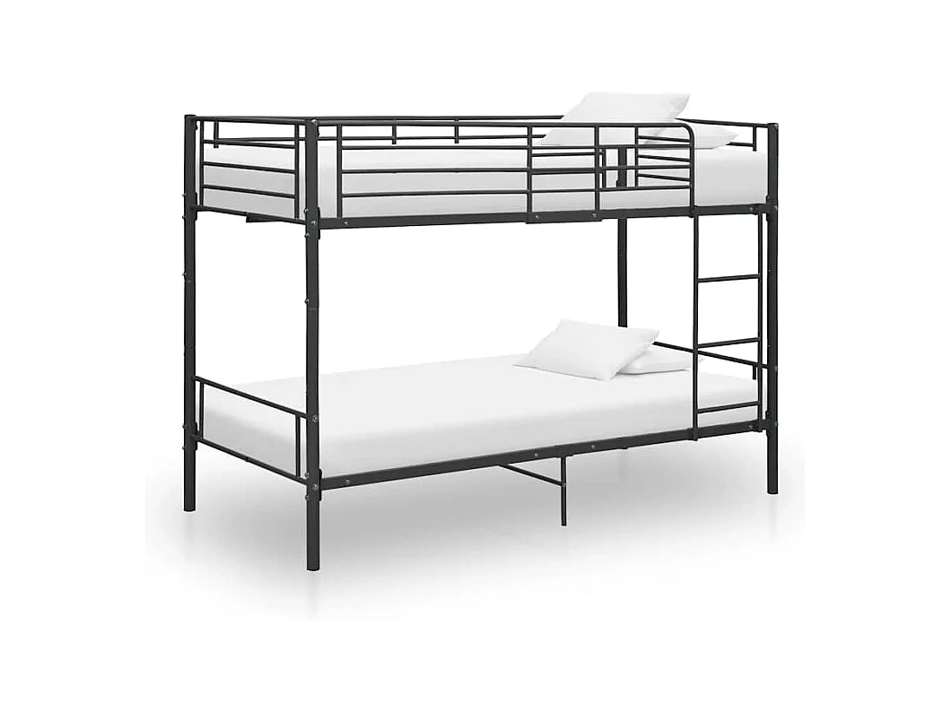Lit simlpe-Lit superposé enfant-Cadre de lit sans matelas noir métal 90x200 cm