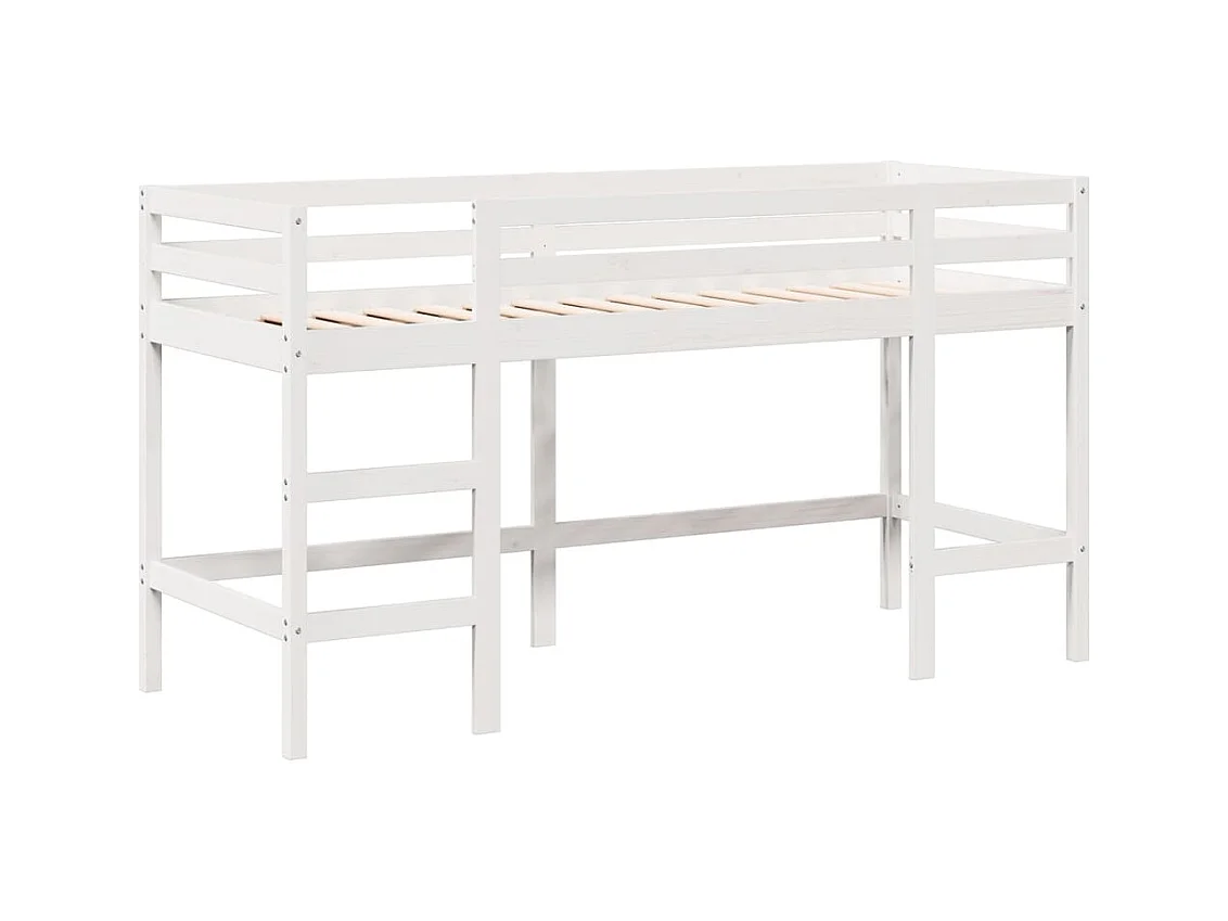 Lit simple-Lit superposé enfant avec échelle et toit sans matelas blanc 90x190 cm