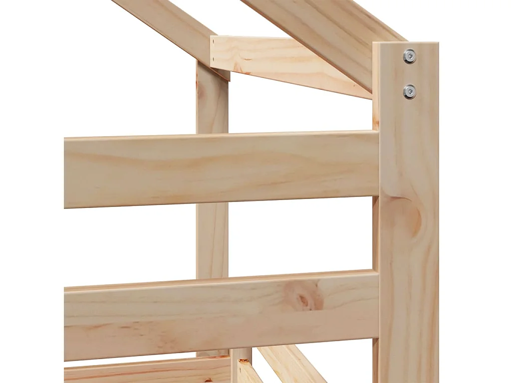 Einzelbett | Bettgestell | Hochbett mit Leiter und Dach 90x200 cm Massivholz Kiefer SHL660324