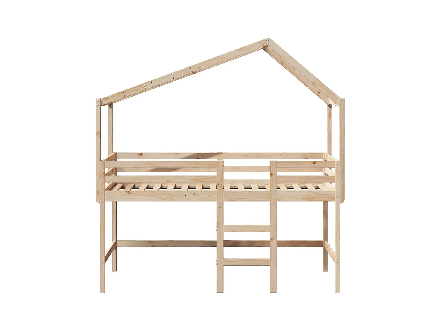 Lit simlpe-Lit superposé avec échelle et toit sans matelas 90x200 cm