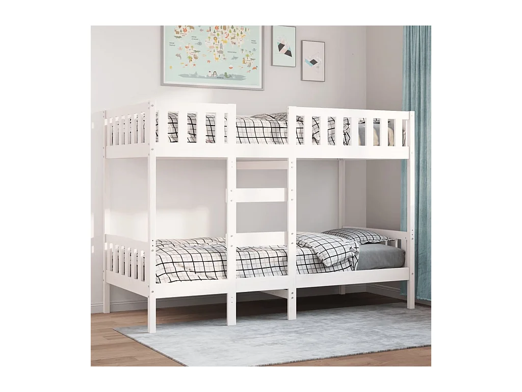 Lit simple-Lit superposé enfant Blanc 75x190 cm Bois de pin massif