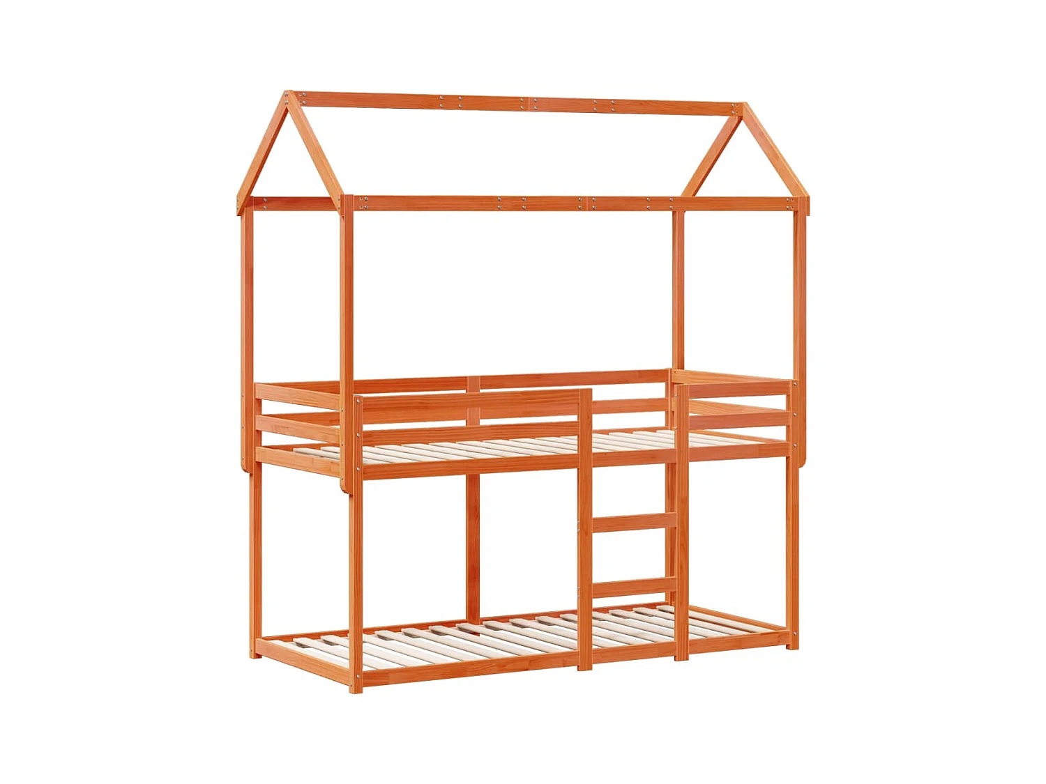 Lit simple-Lit superposé enfant sans matelas cire marron 75x190 cm pin massif