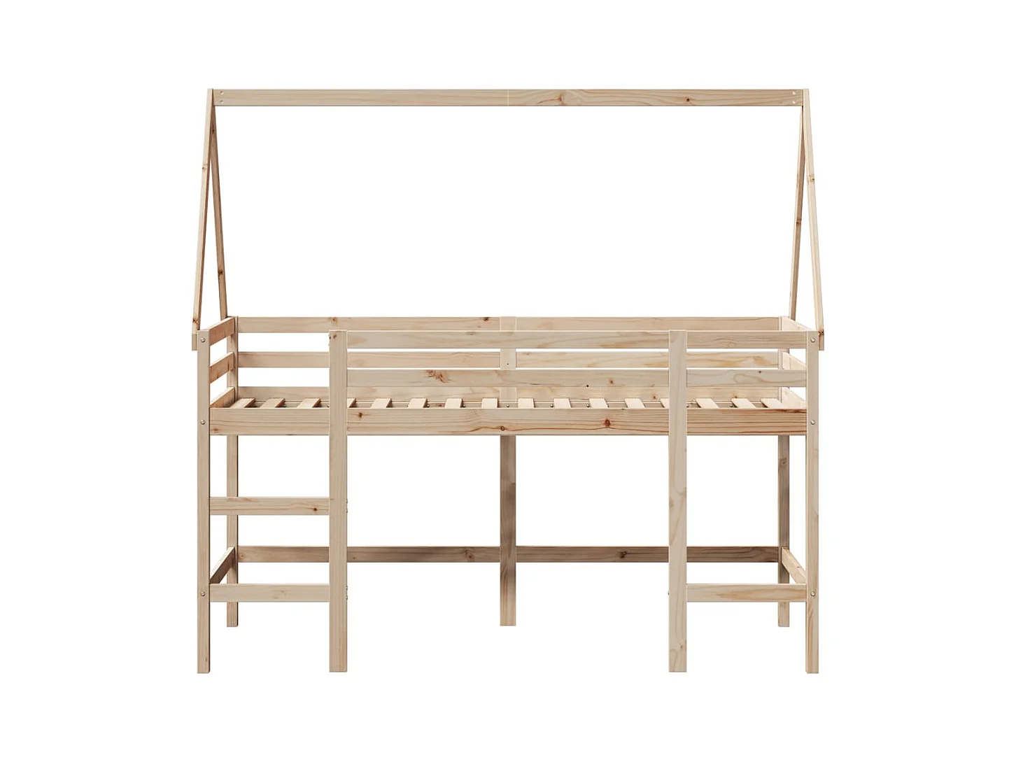 Lit simple-Lit superposé enfant avec échelle et toit sans matelas 90x190 cm
