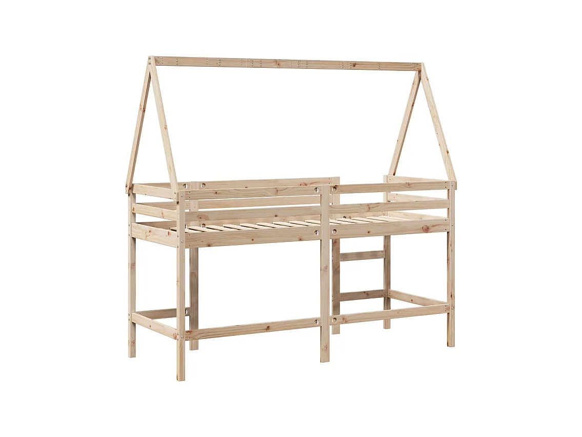 Lit simple-Lit superposé enfant avec échelle et toit sans matelas 90x190 cm