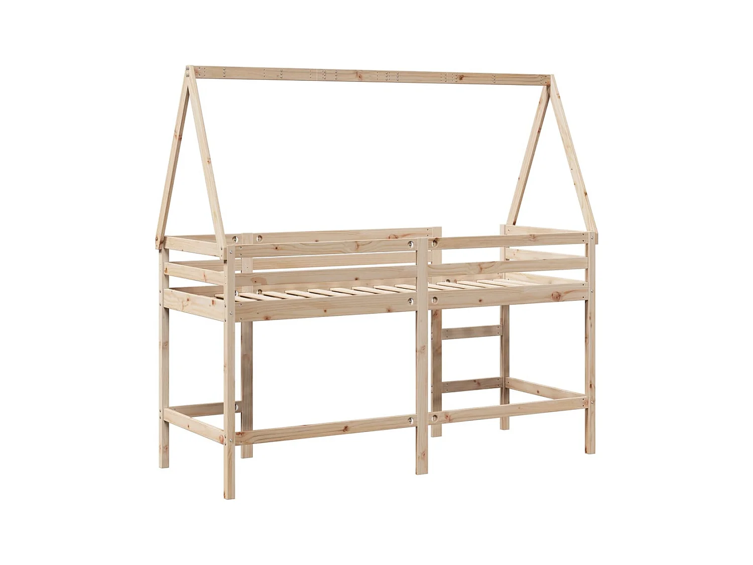 Lit simple-Lit superposé enfant avec échelle et toit sans matelas 90x190 cm