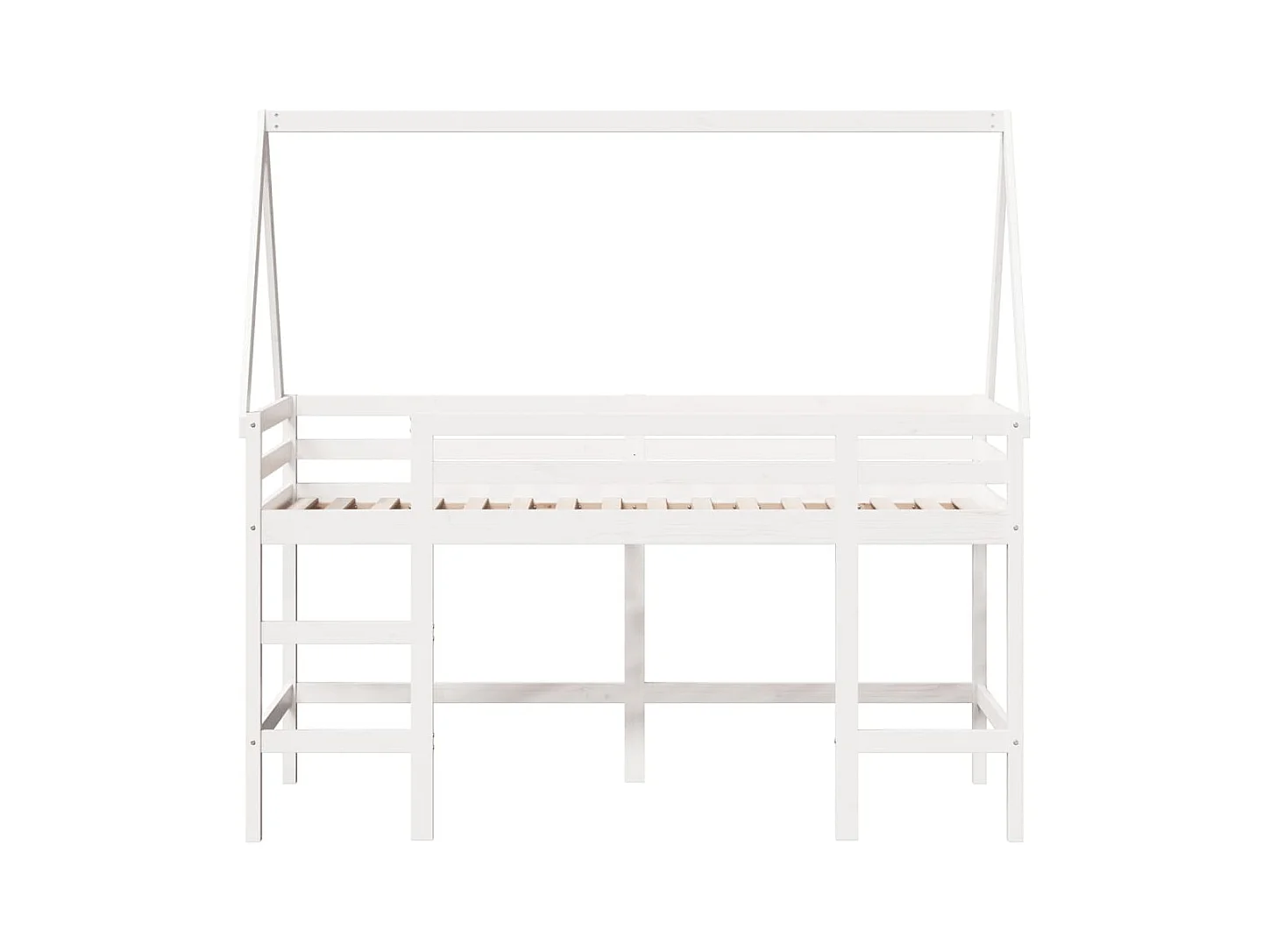 Lit simlpe-Lit superposé avec échelle et toit sans matelas blanc 90x200 cm