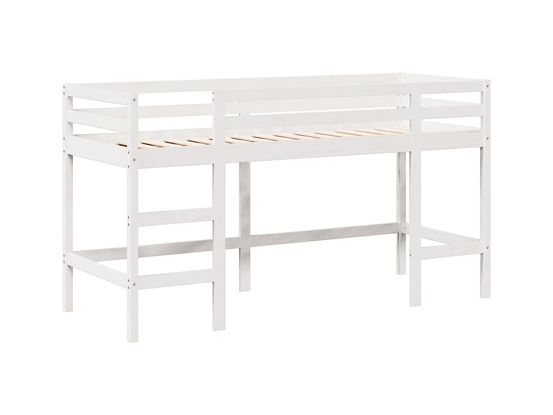 Lit simlpe-Lit superposé avec échelle et toit sans matelas blanc 90x200 cm