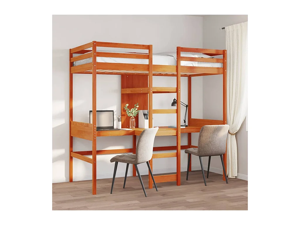 Lit simple-Lit adulte-Cadre de lit superposé sans matelas 75x190cm bois de pin massif