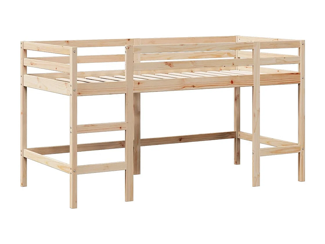 Bettgestell | Kinderbett | Hochbett mit Leiter und Dach 90x190 cm Massivholz Kiefer SHL36101