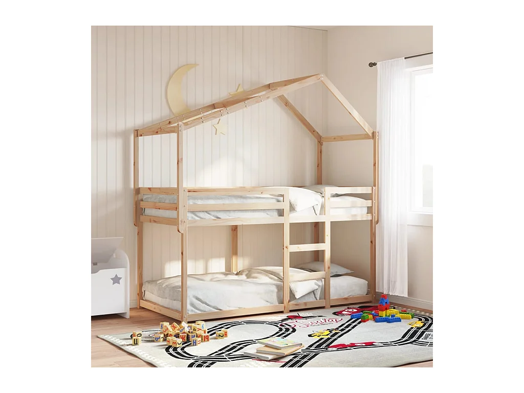 Lit simple-Lit superposé enfant sans matelas 90x190 cm bois de pin massif