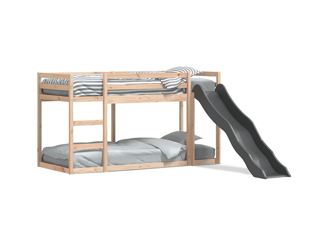 Lit simlpe-Lit superposé avec toboggan et échelle sans matelas 90x200 cm
