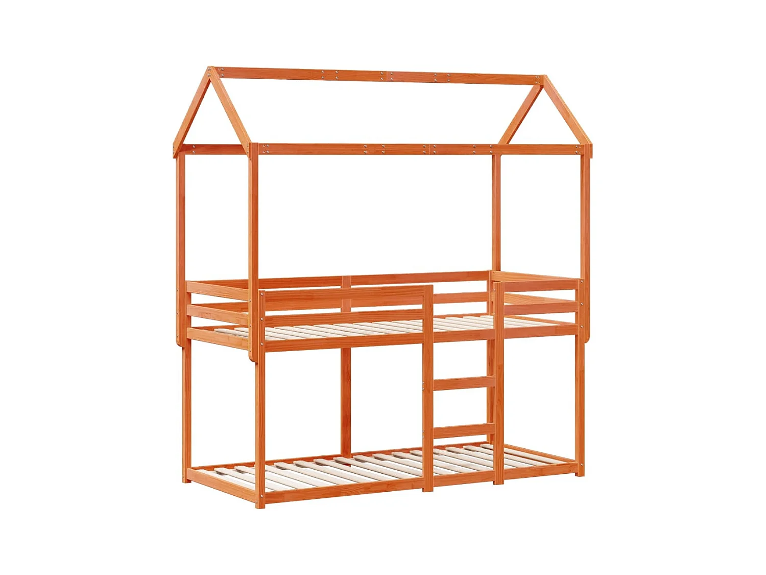 Lit simple-Lit superposé enfant sans matelas cire marron 80x200 cm pin massif