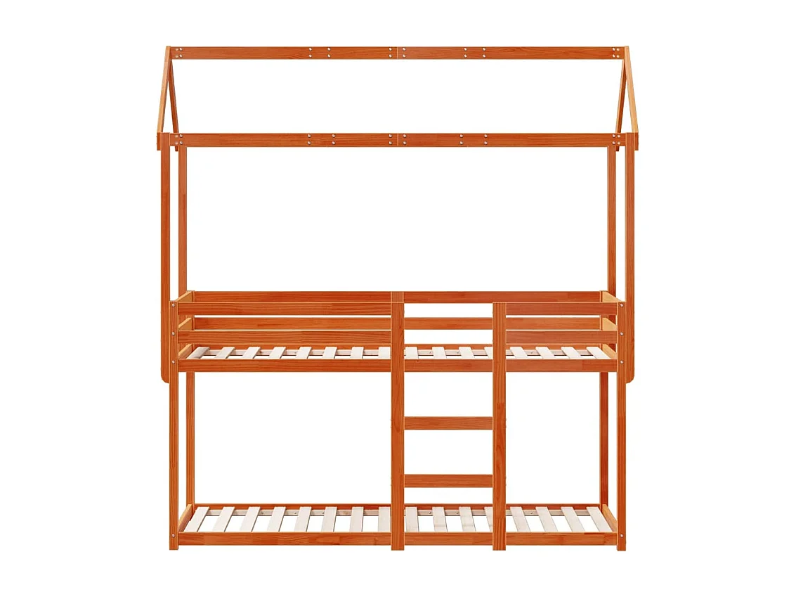 Lit simple-Lit superposé enfant sans matelas cire marron 80x200 cm pin massif