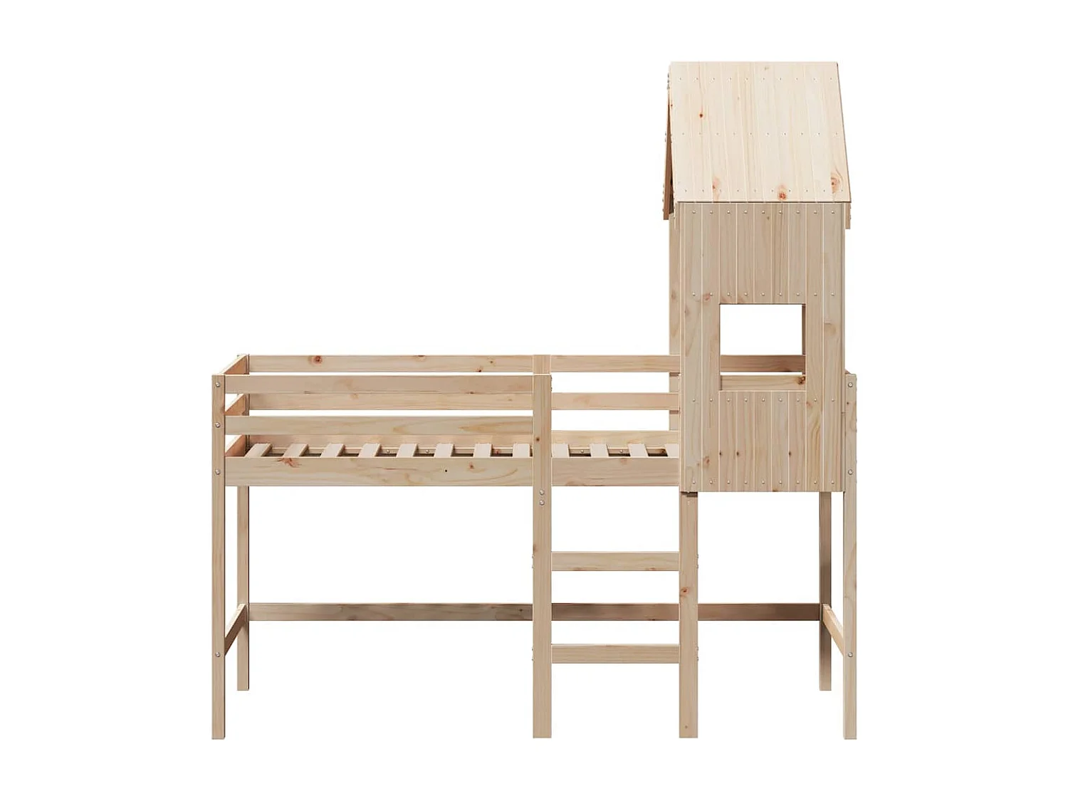 Lit simple-Lit superposé enfant avec échelle et toit sans matelas 90x190 cm