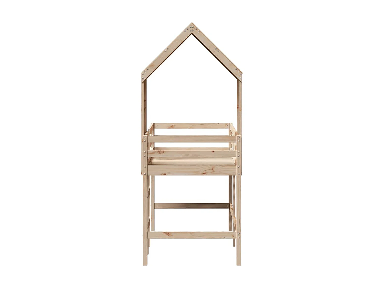 Lit simple-Lit superposé enfant avec échelle et toit sans matelas 90x190 cm