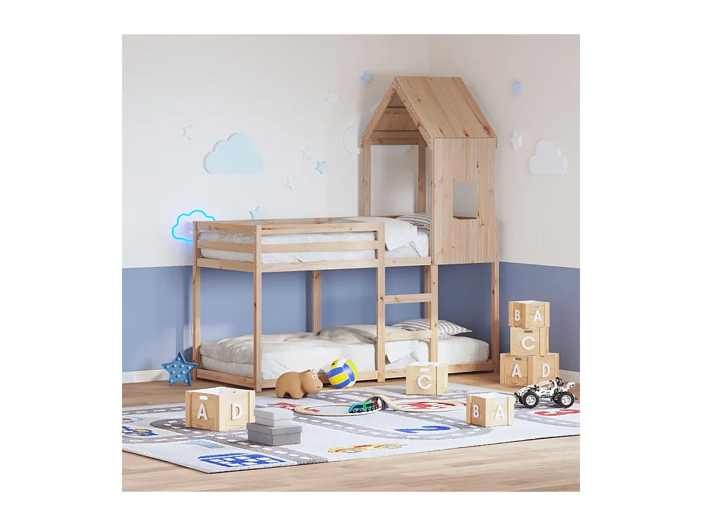 Lit simlpe-Lit superposé enfant-Cadre de lit sans matelas 90x200 cm bois de pin massif