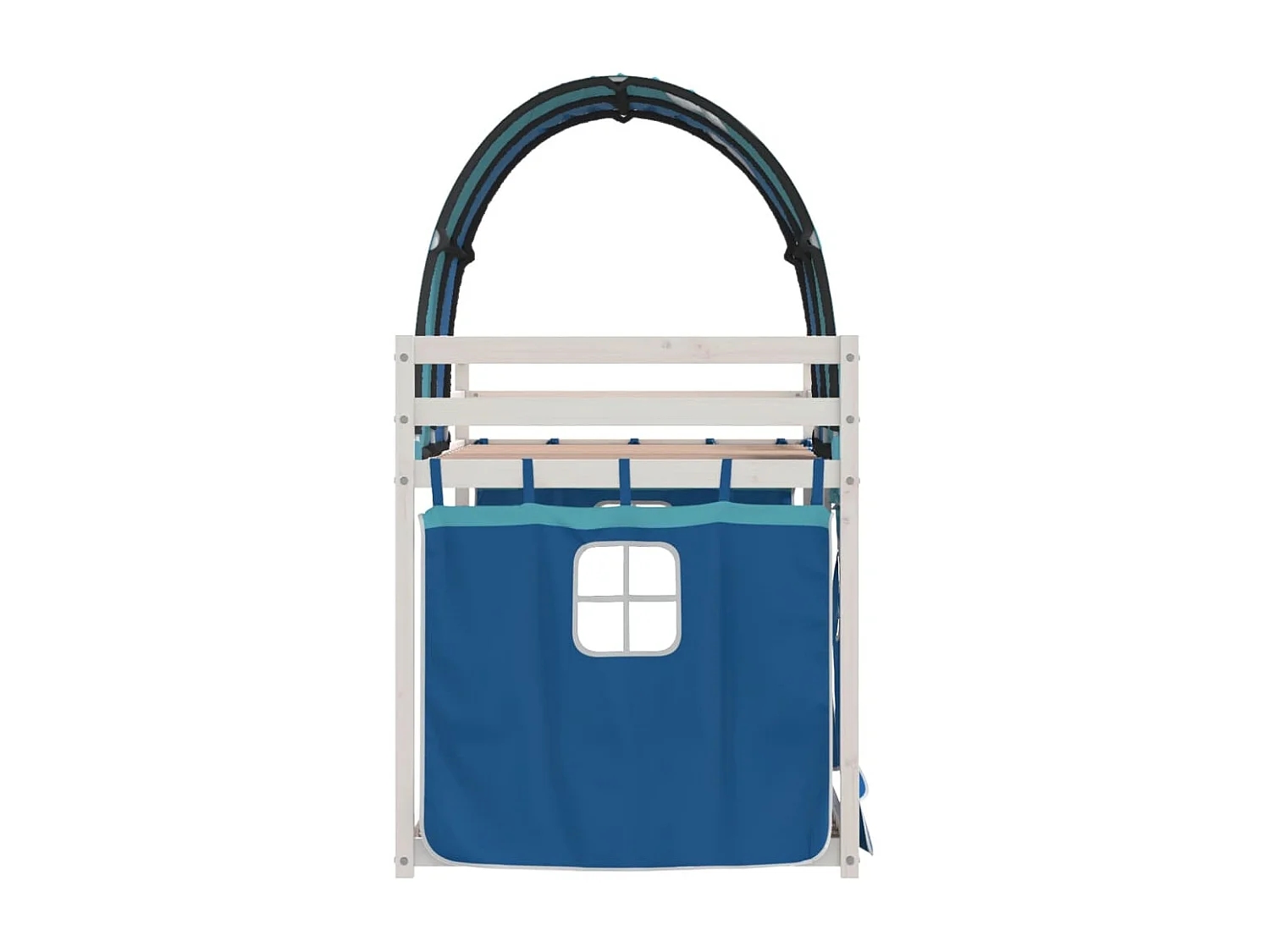 Beliche infantil com cortinas 90x200cm madeira de pinho maciça azul SHL897165