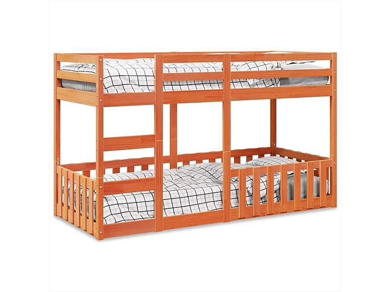 Lit simple-Lit superposé enfant cire marron 80x200 cm bois de pin massif