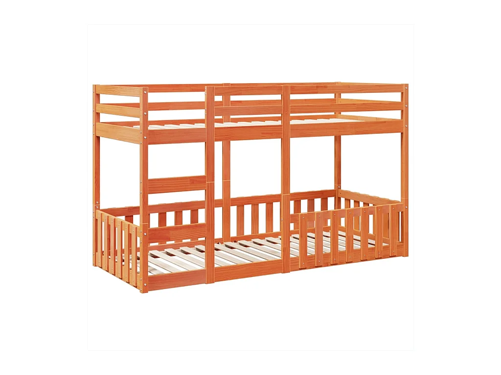 Lit simple-Lit superposé enfant cire marron 80x200 cm bois de pin massif