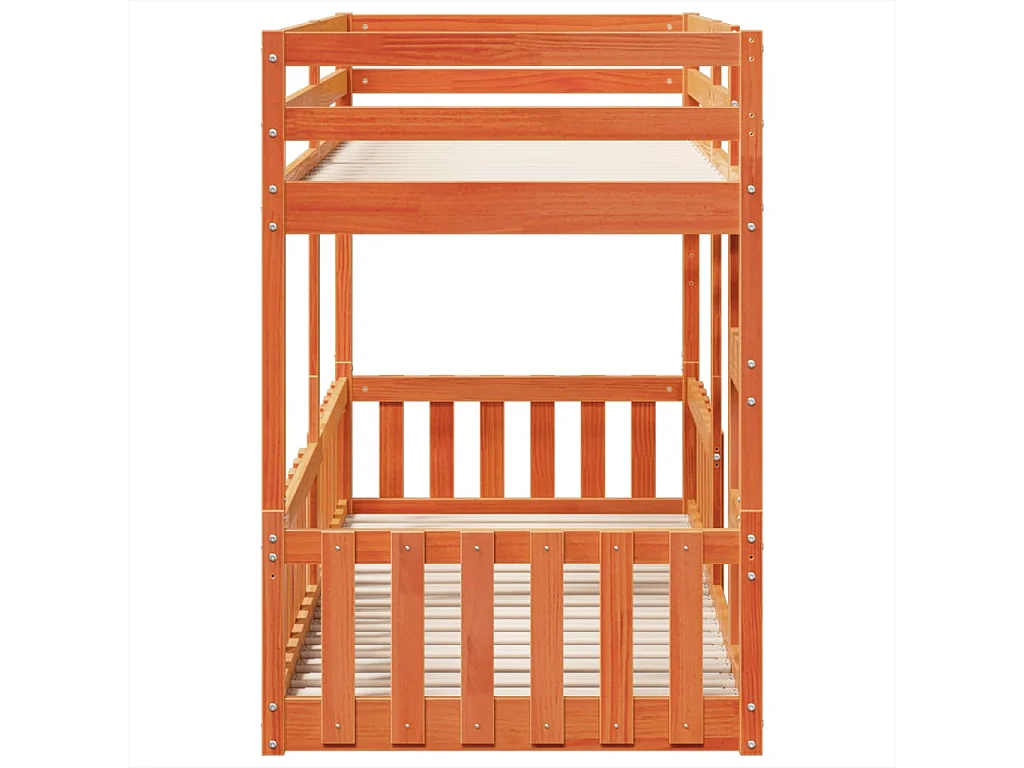 Lit simple-Lit superposé enfant cire marron 80x200 cm bois de pin massif