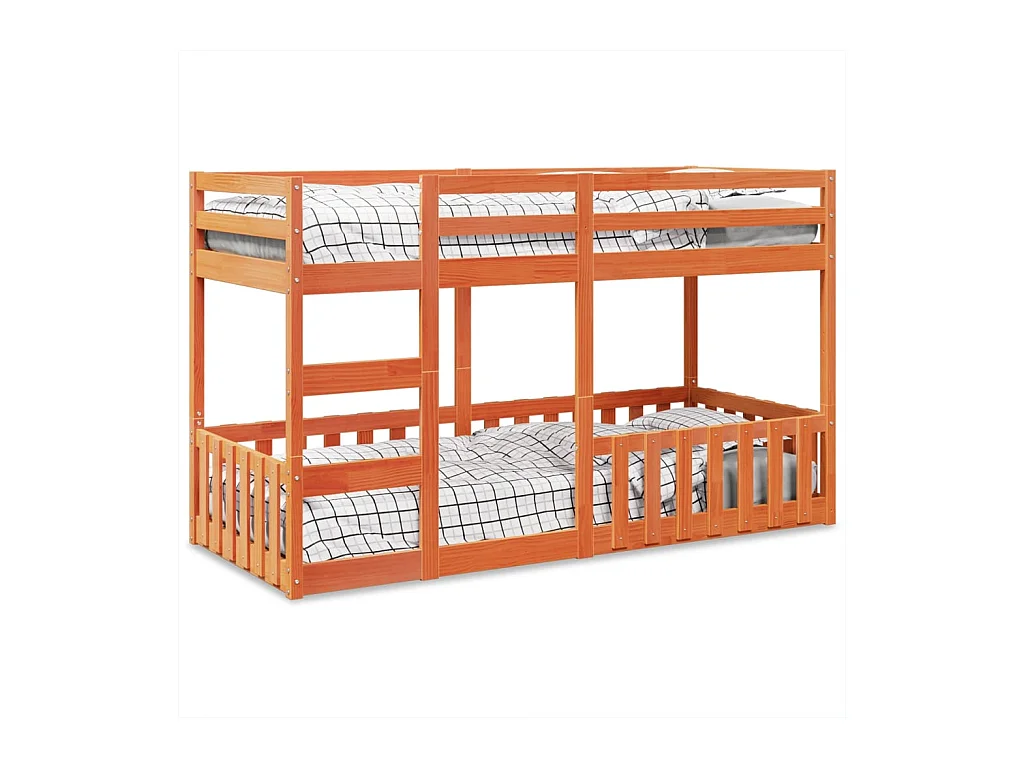 Lit simple-Lit superposé enfant cire marron 80x200 cm bois de pin massif