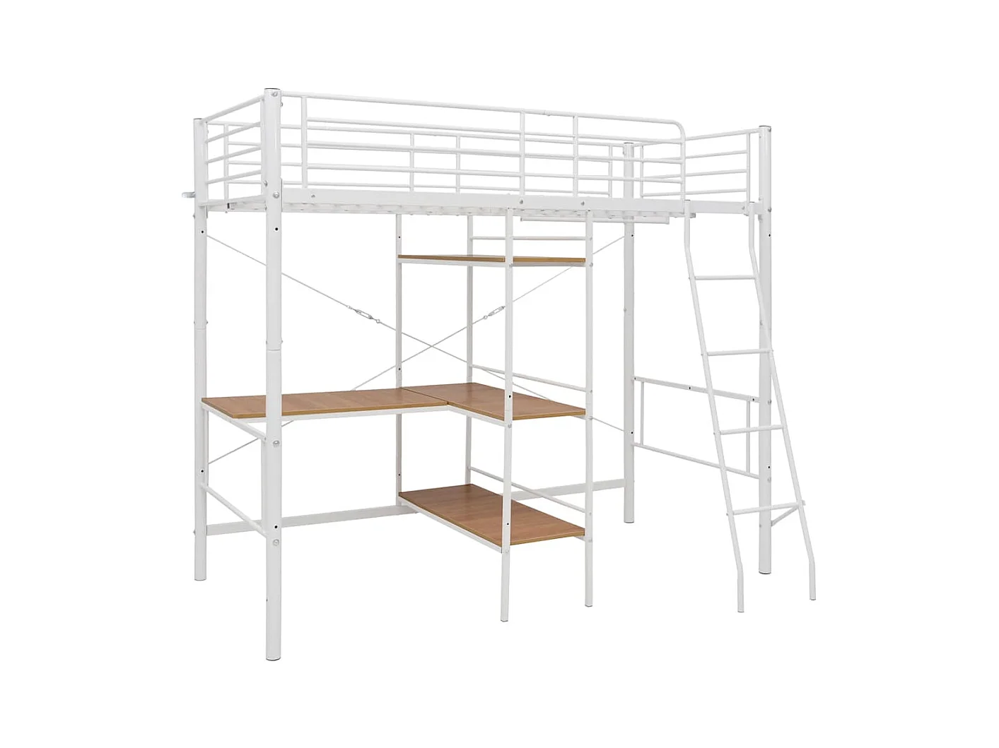 Lit simlpe-Lit superposé avec table sans matelas blanc métal 90x200 cm